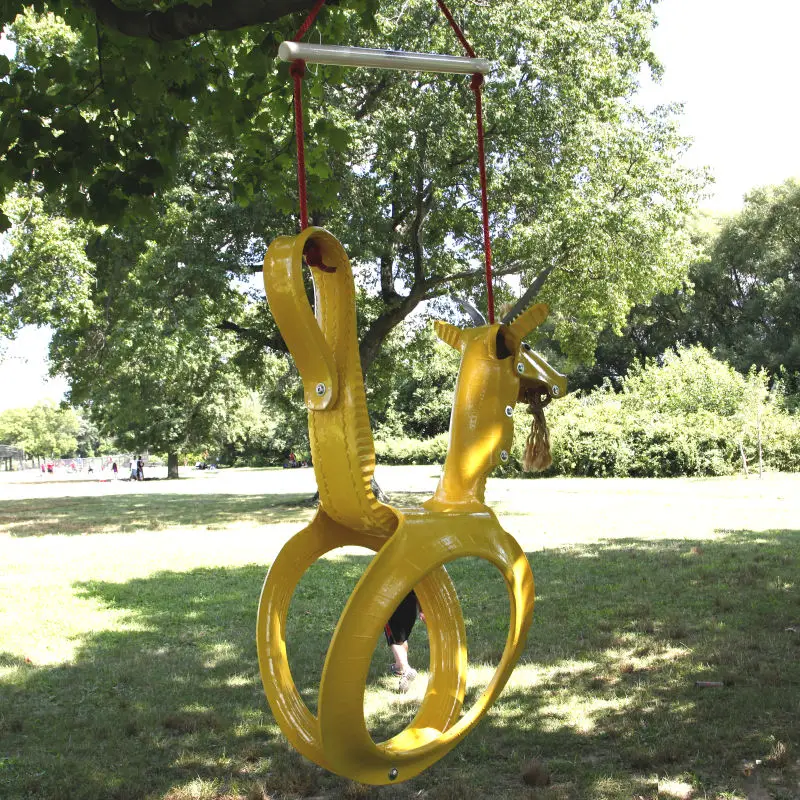 
Recycled Tire kids Swing for Kids 3 to 10 years old gold Goat 