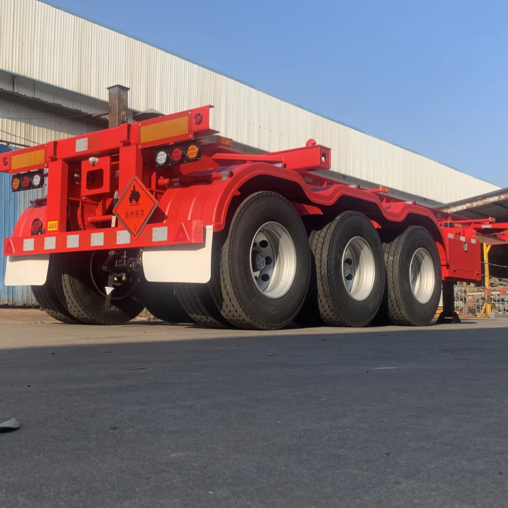 China Manufacture Export Double Interlink Truck Trailer 2 Axles Superlink Tandem Shipping 20FT Container Skeleton Semi Trailer