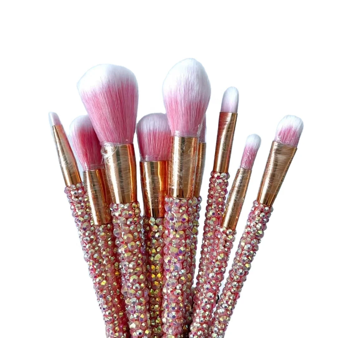 Ins Pop Bling Crystal Handle Diamond Makeup Brushes 12Pcs Glitter Make-Up Brush Set cute makeup brush set