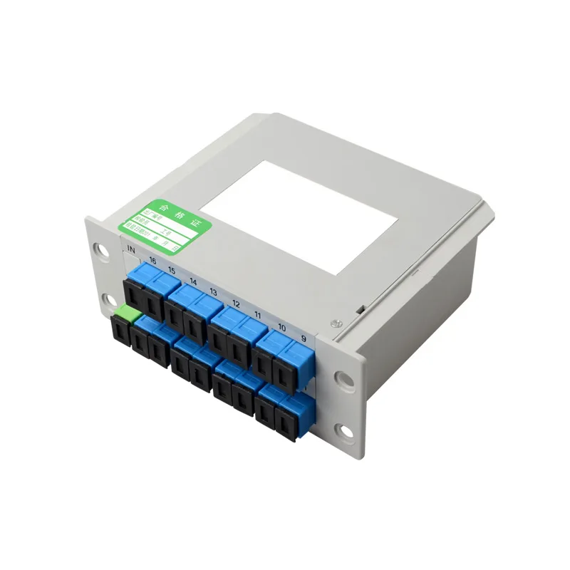 Rack Mount Plc Splitter ABS Box SC UPC Connectors Cassette Type 1X16 Optical Fiber Splitter