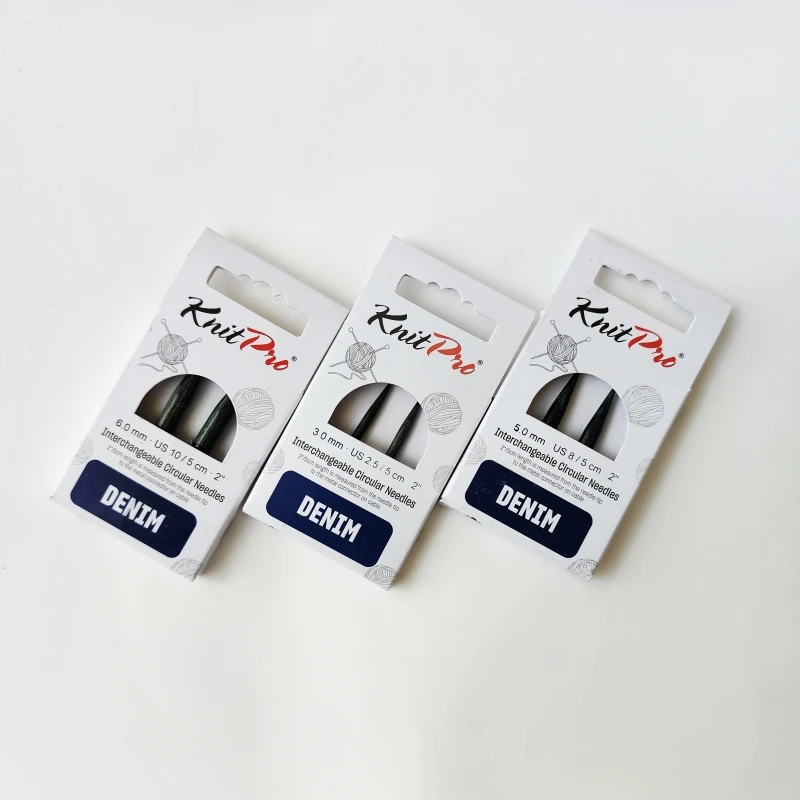 Knitpro Denim Birch Interchangeable Circular 5 cm  Short Needle Tips 3.0mm-6.0mm Knitting Tool