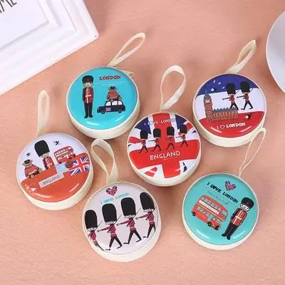 Promotional GIFT Mini portable cartoon multi-color tinplate earphone bag coin purse