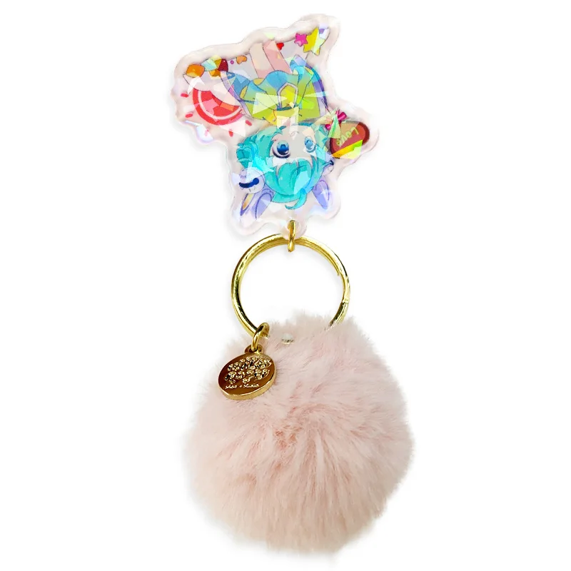 Custom Fluffy Fur Pom Pom Keychain Soft Faux Fur-like Ball Car Keyring Key Holder Women Bag Pendant Jewelry Keychain Charms