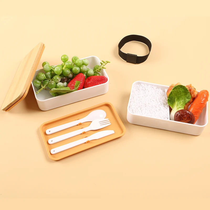 Eco-Friendly double layers big capacity bamboo tiffin bento lunch box For Kids and Adults