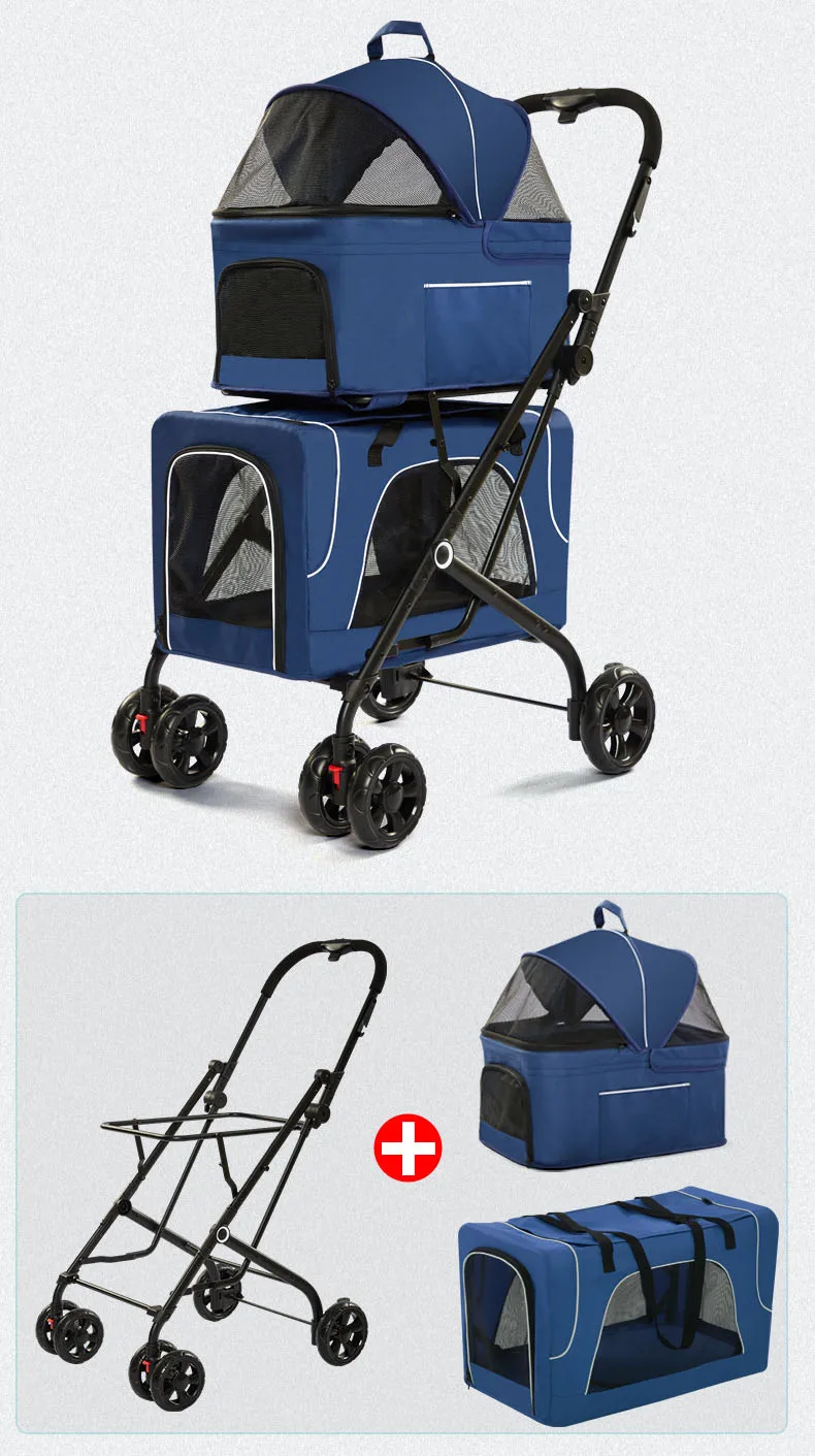 New design 3 in 1 carrier utopian twin double dog stroller luxury 4 wheels pet cat stroller for large small dog