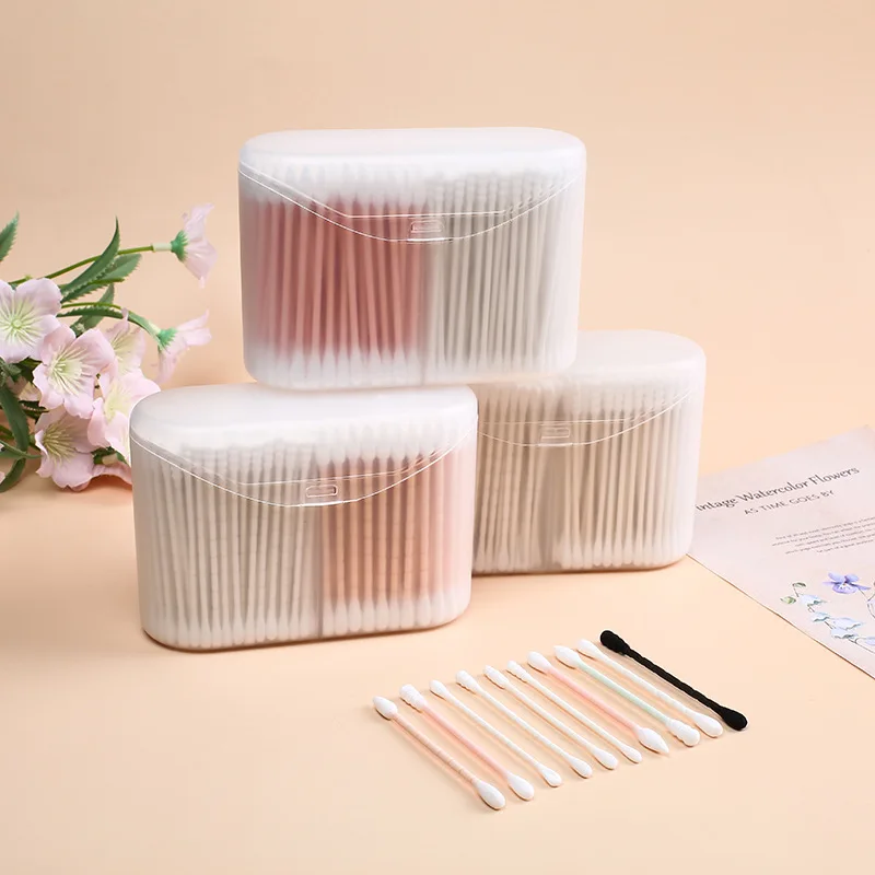 200pcs transparent box packaging soft touch disposable  multi-purpose cotton swab
