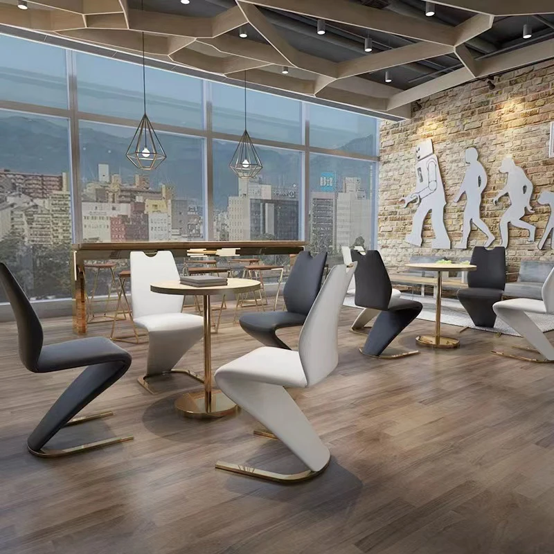 New Modern Home Furniture Dinning Room Set 4 6 8 Seater Leather Upholstery Round wooden Dining Tables and chairs For Restaurant