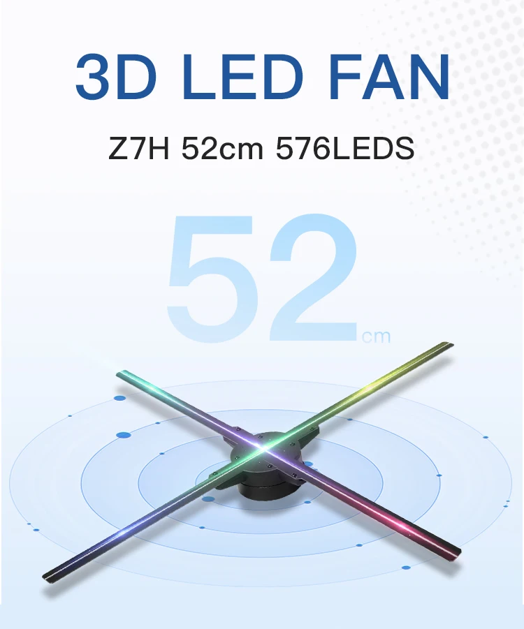 3D Hologram Fan Video Technology Advertising Display 52cm 65cm 3D Holographic LED Fan Projector With Cloud