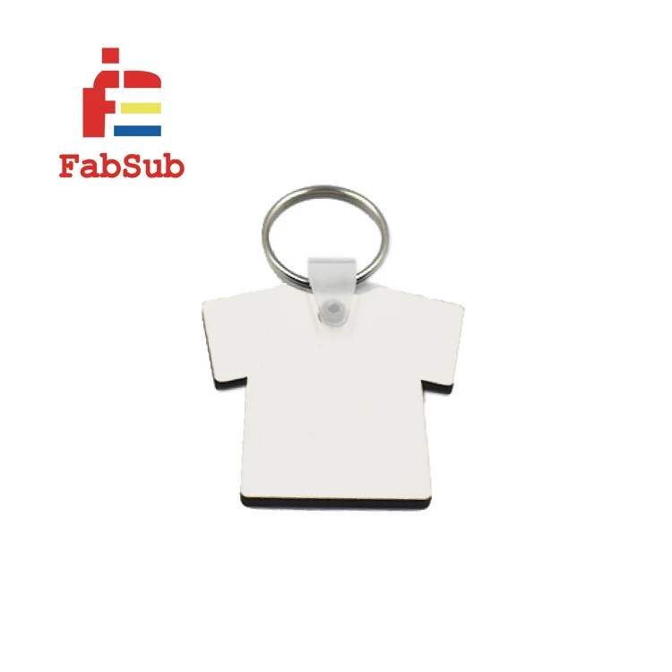 Wholesales Blanks Sublimation MDF Keychains T-shirt Shape Double Side Printing Keychain Gifs For Sublimation