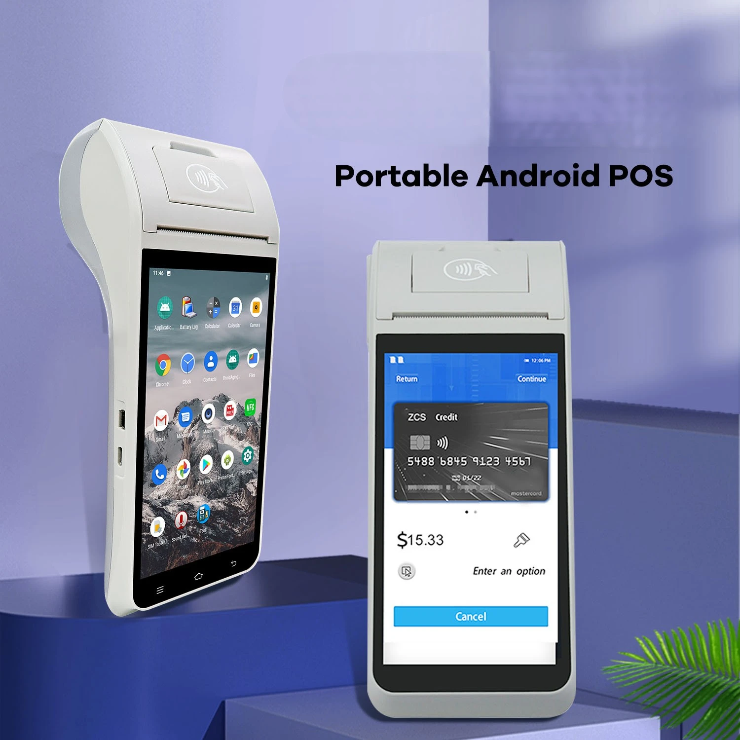 OEM Pos Android 9.0 11.0handheld Pda Barcode Scanner With Printer Fingerprint Nfc Card Reader