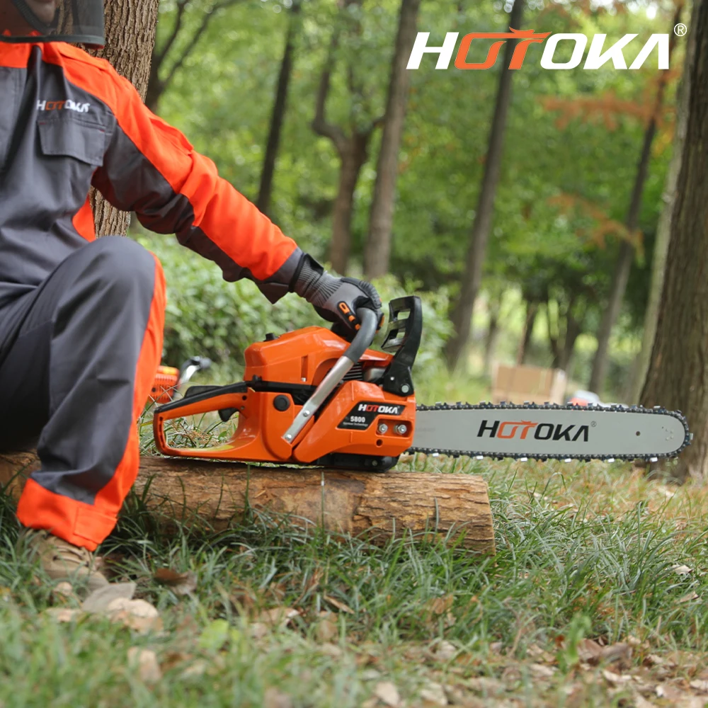 HOTOKA 5800 gasoline chainsaw wood cutting machine price petrol motosierra 58cc professional chain saw for sale
