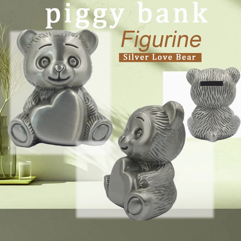 Home Decoration Christmas Birthday Gift Metal Lovely Bear Money Bank  Alloy Piggy Bank Coin Bank