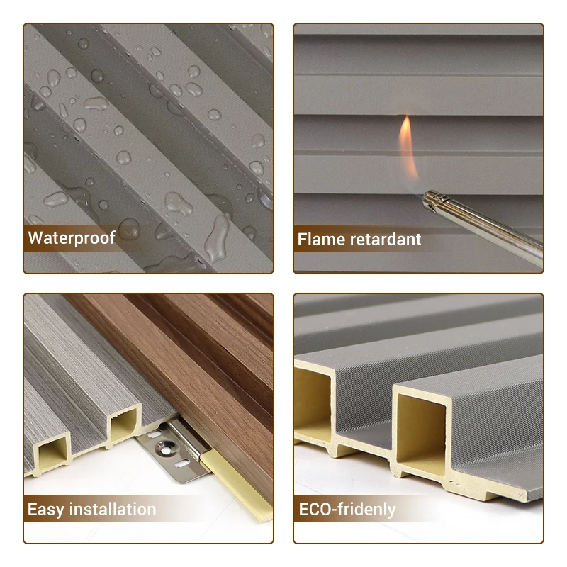 Modern Design Waterproof WPC Fluted Panel Bamboo Wood Indoor WPC Wall Panel