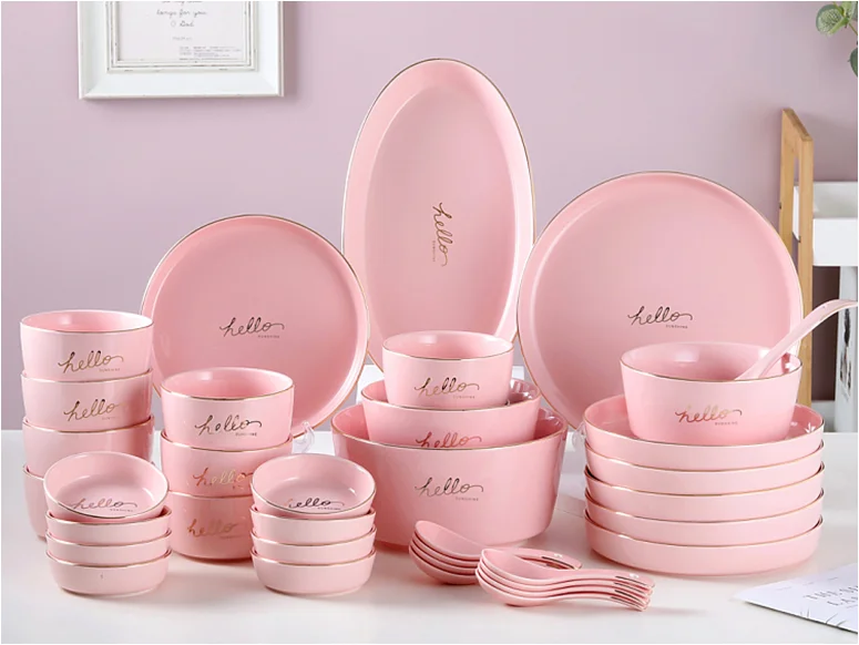 36pcs Bone China Dinner Set Crockery Dinnerware Sets Luxury Set Dinner For 8 Person