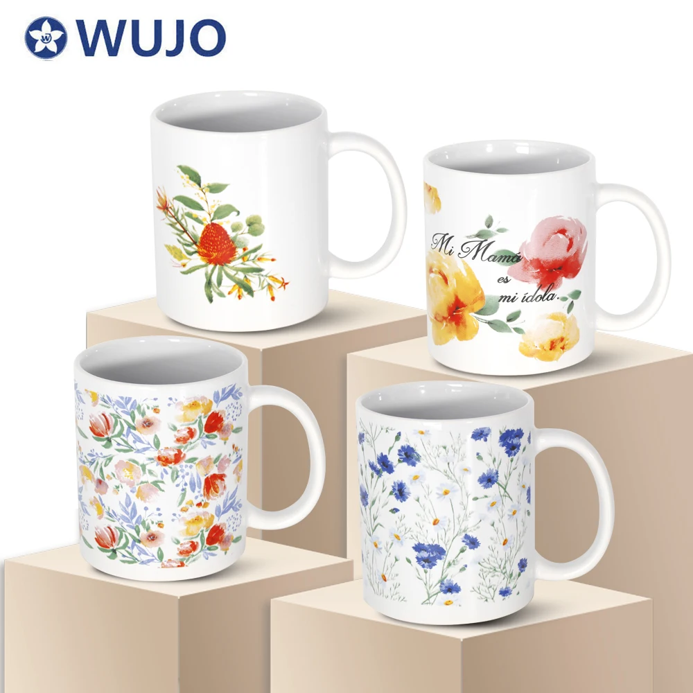 South America Custom Logo Pattern Cheap Bulk Ceramic Mugs 4pcs Ceramic Coffee Cups Mugs for Gift