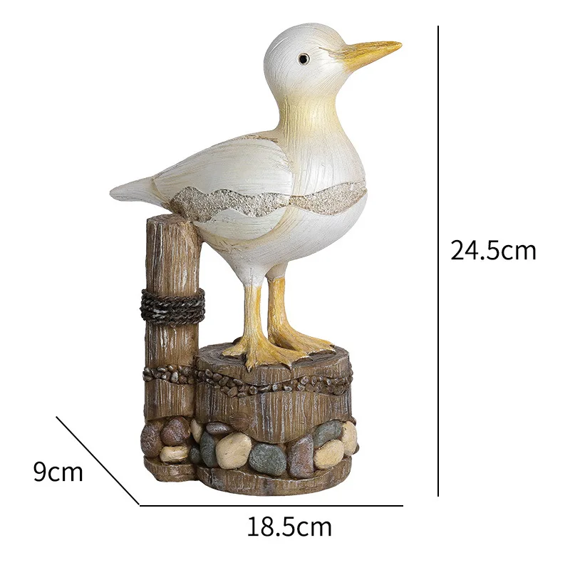 Mediterranean style seabird stump ornaments handmade wood grain animal seagull bird statue showpiece