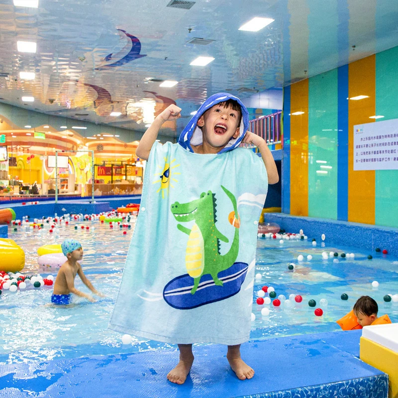 
Cartoon Child Poncho Bathrobe Soft Baby Cotton Hooded Kids Beach Towel 