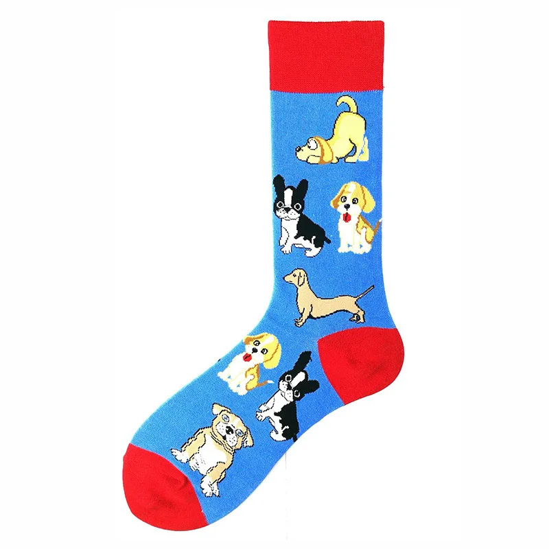 Bonypony Adorable Cute Puppy Gourmet Avocado Colorful Dogs Patterned Socks Elite Combed Cotton Crazy Novelty Dress Socks
