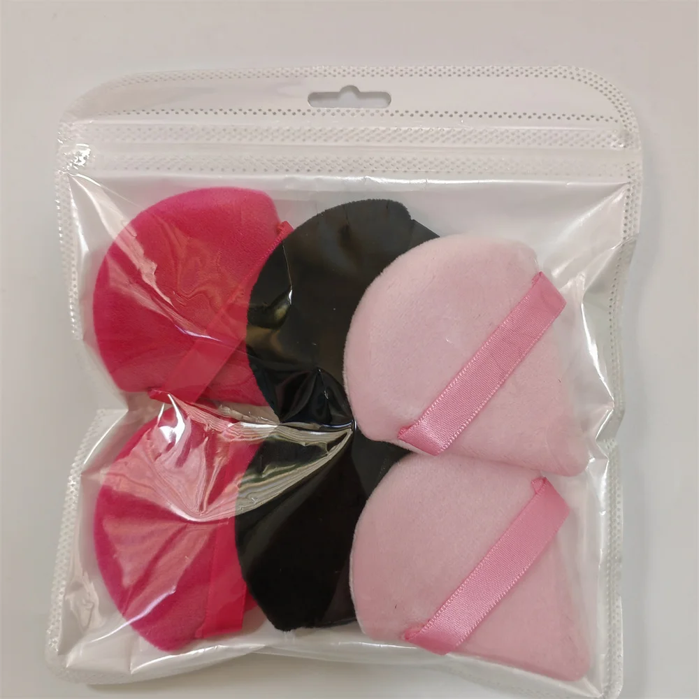 A Pack of 6 Triangle Makeup Cometic Puff Smooth Loose Powder Puff Double Sided Velvet Makeup Air Wet And Dry Use Foundation Puff