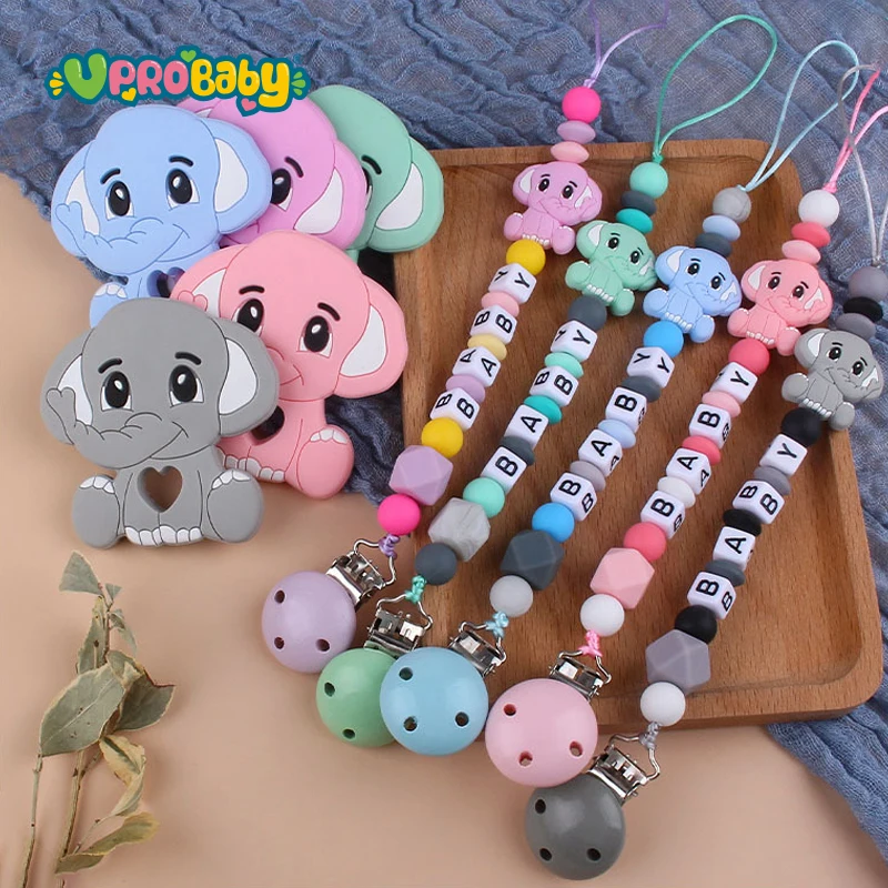 Eco-Friendly Baby Silicone Wooden Bead Dummy Pacifier Chain Love Mother Baby Pacifier Chain Prevention