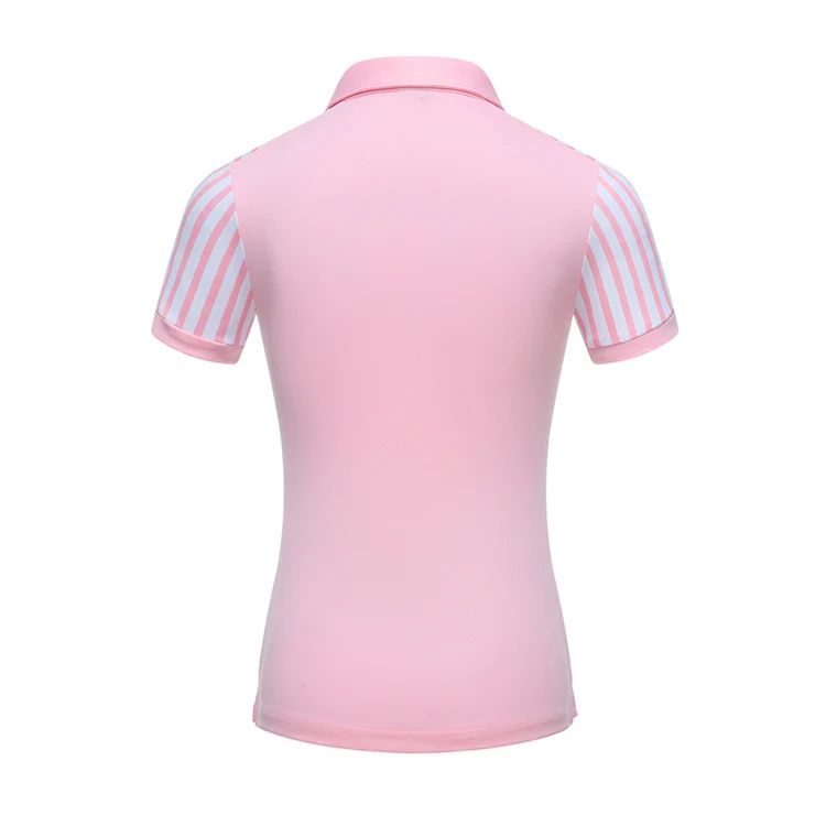 Wholesale stand collar women polo tshirt half zipper in the middle custom printing retro polo shirt with logo