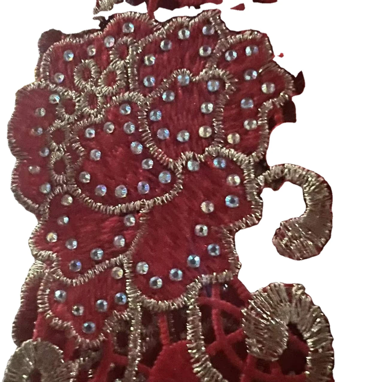 Rhinestone Lace Trim African Lace Trim Metallic Embroidered Motif Lace Wide 13cm