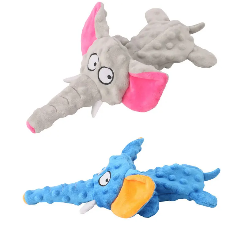 Fast Shipping Hot Sales Long Shape Blue 30cm Dog Chew Toy Stuffed Animal Elephant Lying Dog Plush Chew Toys