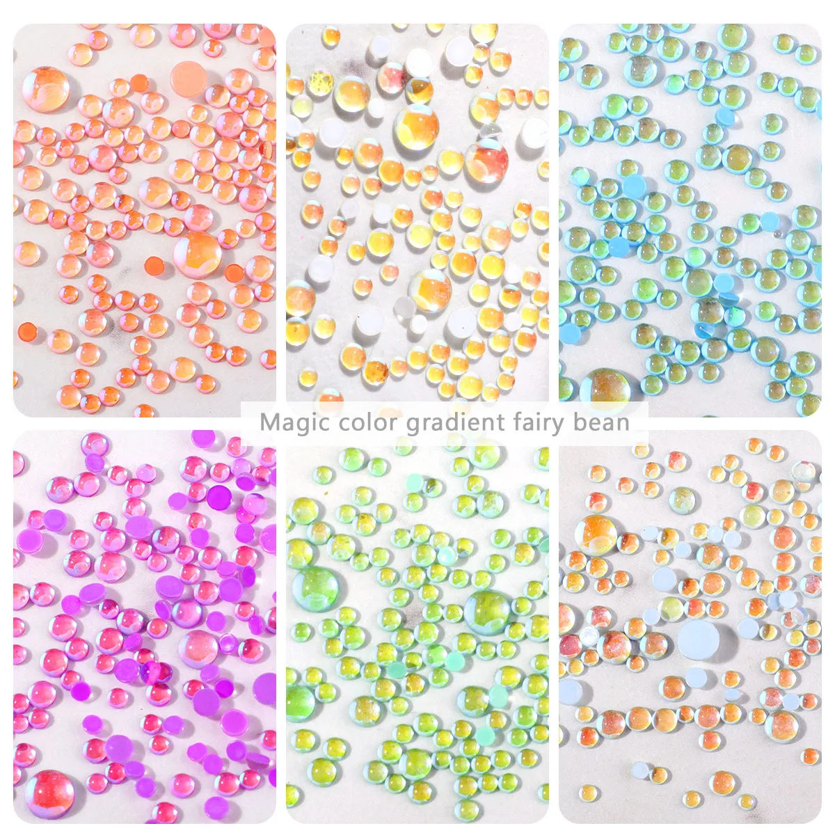 New DIY Candy Color 3D Crystal Aurora Half Round Bead Mixed Macaroon Manicure Glass Beads Fairy Gradient Nail Art Decorations