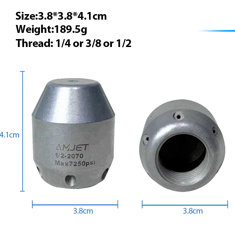 Hot selling sewer nozzle rotating jet to remove sewer stains steel female spray nozzle sewer drain nozzle guide