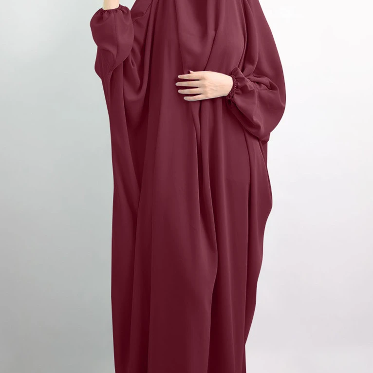 Fashion Girl Middle East Dubai Turkish Casual Formal Muslim Prayer Robe Chiffon Long Dress With Hijab For Women