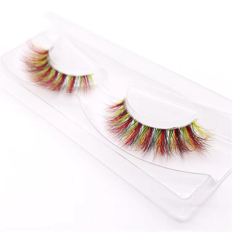 3d 5d colorful eyelashes crazy design party style color false lashes private label customer korea silk eyelash