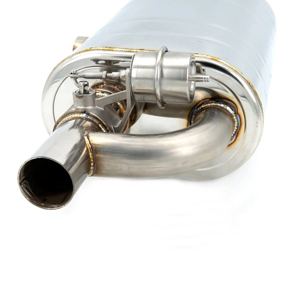 76MM/63MM Middle in and double out Exhaust and valves modification four outlet muffler Universal valve drum Dual valves T drum