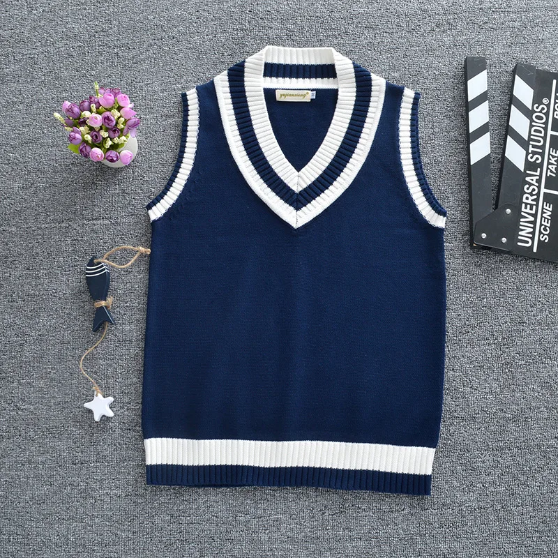 High Quality Boys and Girls Cardigan Pullover Sweater School Uniforms Vest