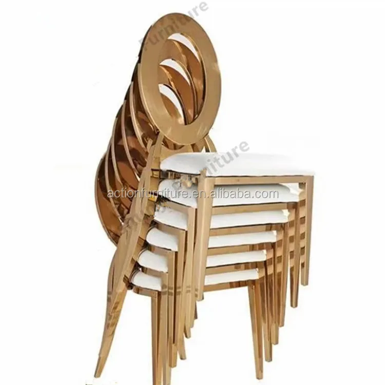gold gilt stainless steel banquet dining chairs for nobility in high quality