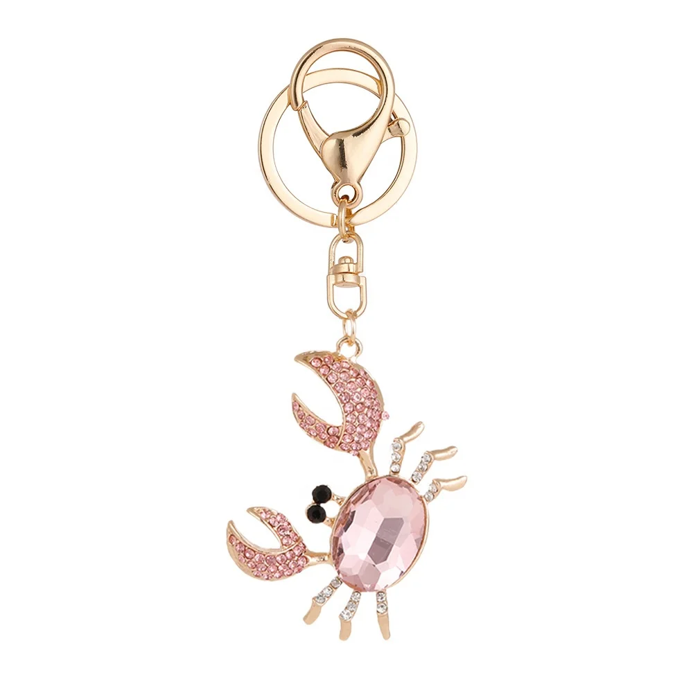 New Arrival Rhinestone Handbag Pendant Cute Crab Charm Exquisite Decoration Gift KeyChain