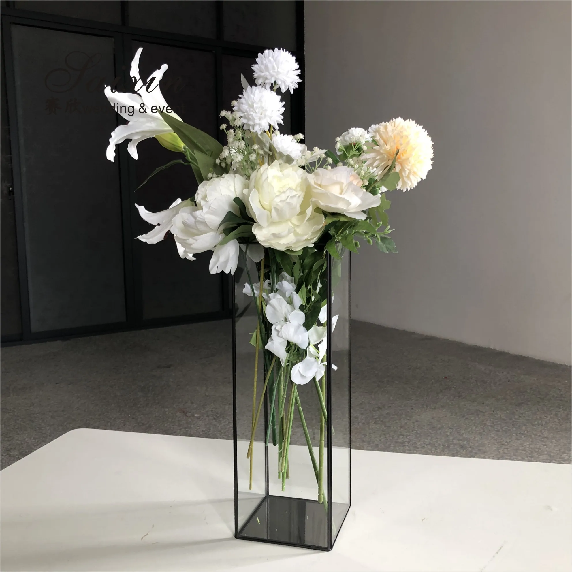 ZT-064 Tall Glass lamp candle holders for wedding party decoration centerpieces