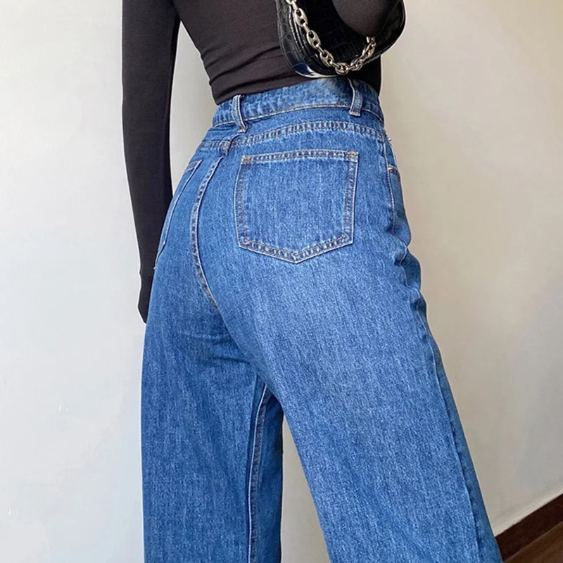 NVFelix Multi-color Baggy Fit Denim Pants Slit Wide Leg Jean Trousers Fashion Loose Split Jeans Boyfriend For Woman