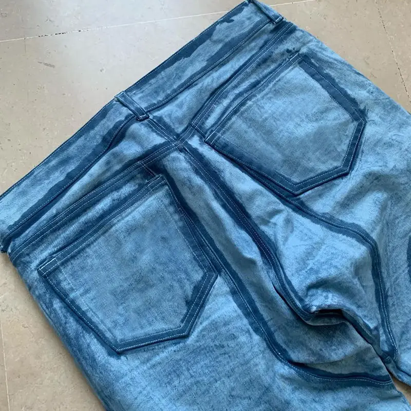 AeeDenim trendy heren denim jeans blue jeans manufacturer hip hop name clothing handmade  leather label design jeans for men