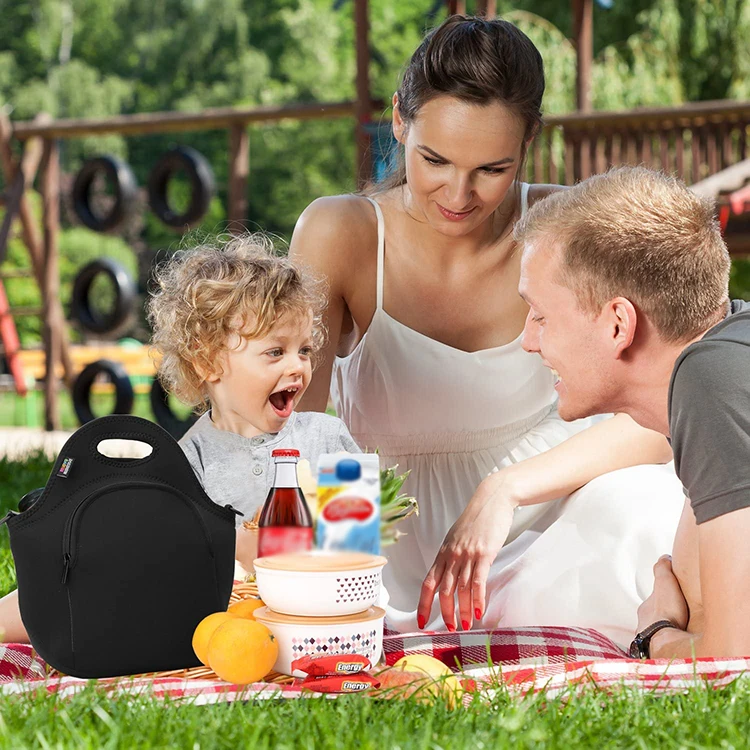 Custom Printed Lunch Bags For School Travel Work Sublimation Blank Neoprene Insulated Cooler Bag Reusable Food Carrier Tote Bag