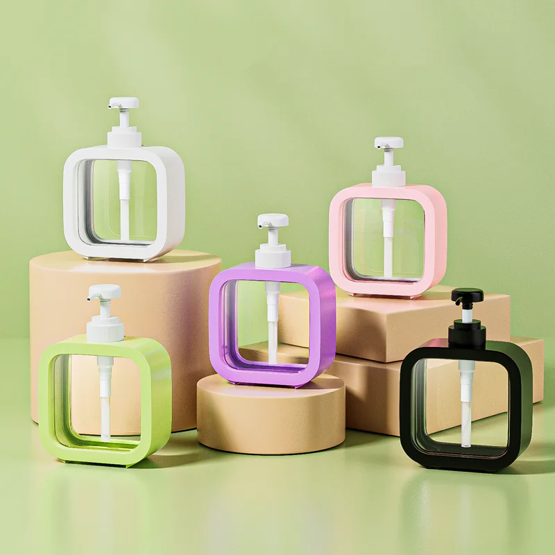 Fuyun hot sale 500ml empty Lotion hand sanitizer body wash square transparent Press pump head Plastic bottles