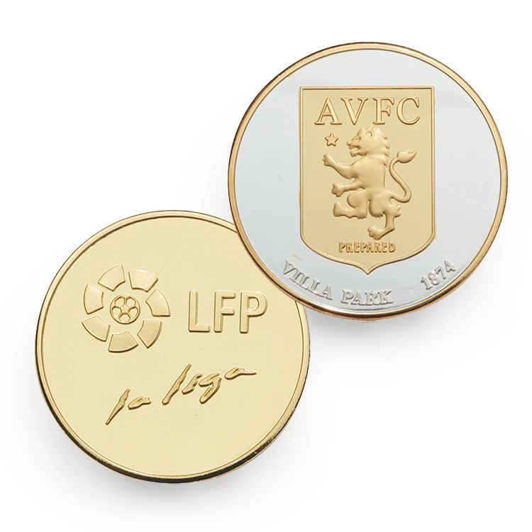 
Commemorative Enamel Custom Souvenir Engraving Soccer Football Club Gold Silver Plated Coin 