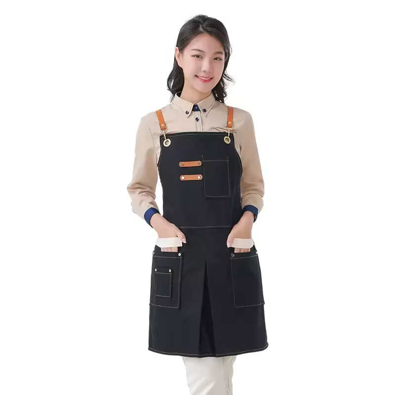 Fashion cafe apron Custom Bar Barista Cobbler Barber canvas apron Durable work apron Custom logo