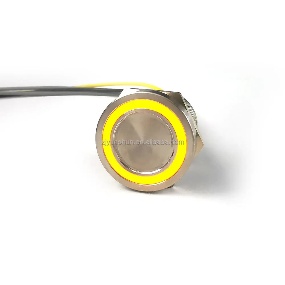 IP68 Momentary 1NO 316l stainless steel led illuminated anti vandal  piezo switch 22mm