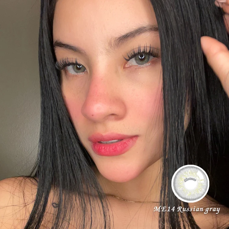 Cheap price wholesale Meetone Russian Brown Gray Blue fresh cosmetic eye 3 tone color contact lenses