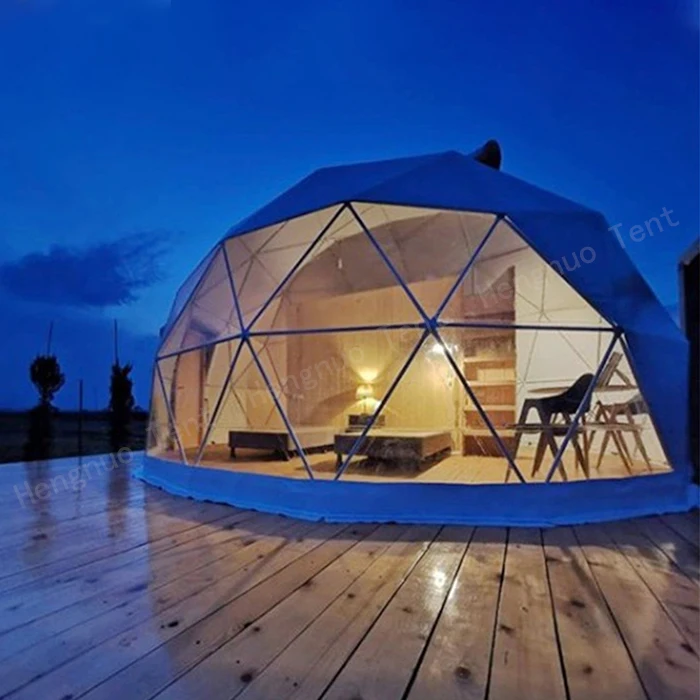 Leisure Steel Pipe Outdoor Eco Resort Domo Geodesic Dome Luxury Tent Glamping For Campsite