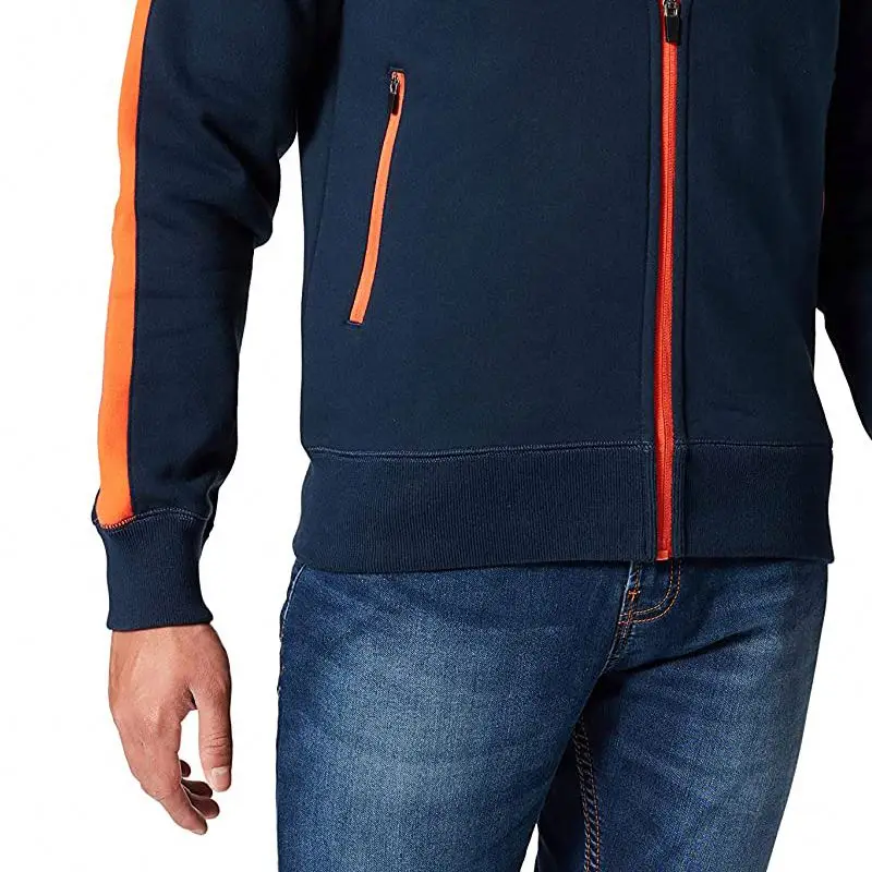 Custom Logo Men Bomber Jacket Orange Striped Side Zipper Pocket Nasa Bomber Jacket