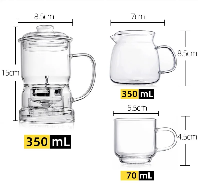 14 oz 430ml Eco-Friendly Glass Automatic Filter Teapot Handmade with Infuser Bottom Stocked Dispensing Tea Steeper for Drinkware