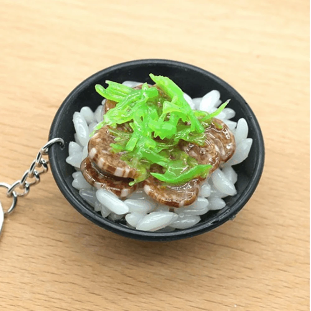 Artificial cute PVC custom food shape stuffed toys gift  designer Cute Bowl Noodles custom miniature food keychain  charms