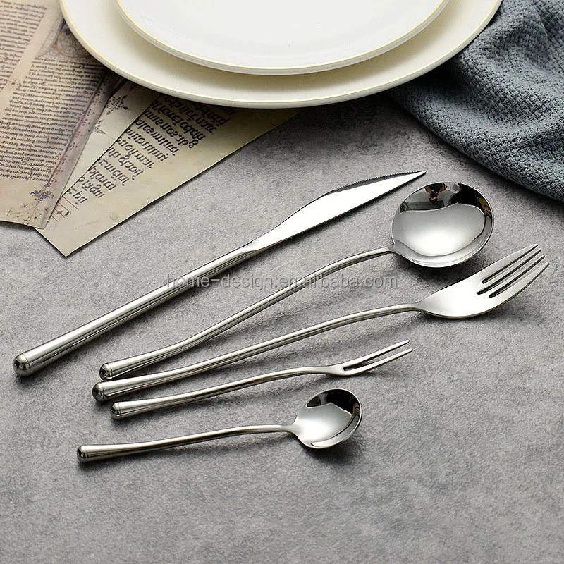 Creative Fang Yuan Vintage Elegant 304 Stainless Steel S-handle Tableware Set Contemporary Knife Spoon Fork Flatware