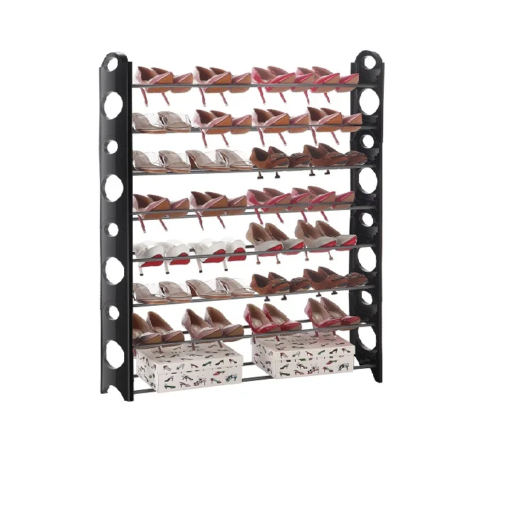 Hot sale 50 pairs folding stackable plastic shoe rack with 10 tiers
